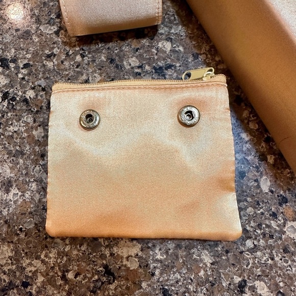 SASHA NEW YORK, GOLD SATIN, BEADED HANDBAG WITH HAND STRAP OR SHOULDER STRAP. - Picture 3 of 7